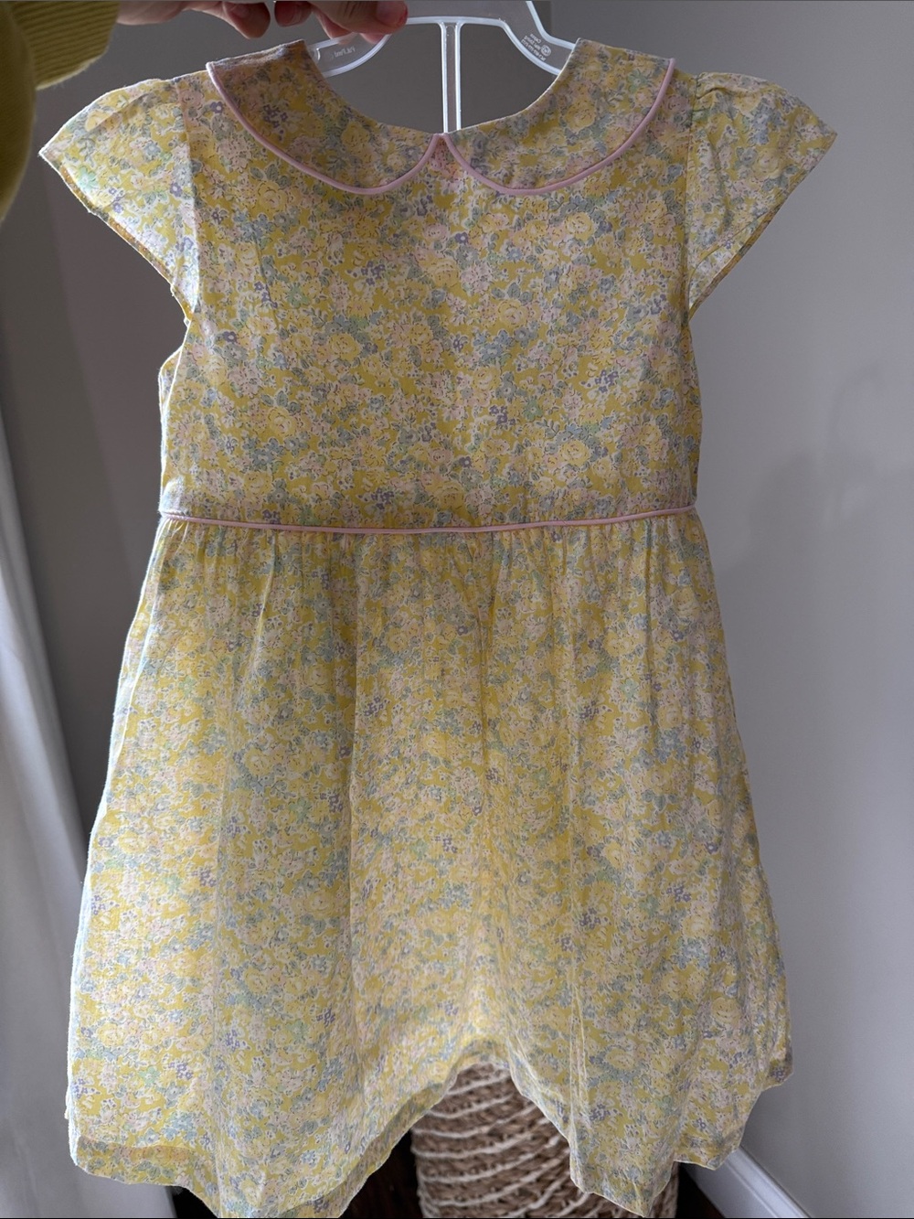 Yellow Floral Peter Pan Collar Kids Dress